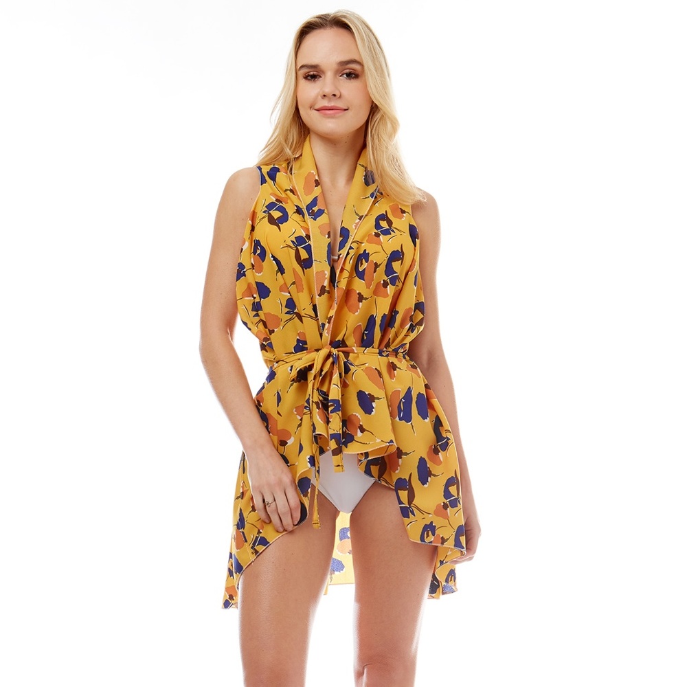 LOF Vibrant Abstract Floral Pattern Beach Cover Up